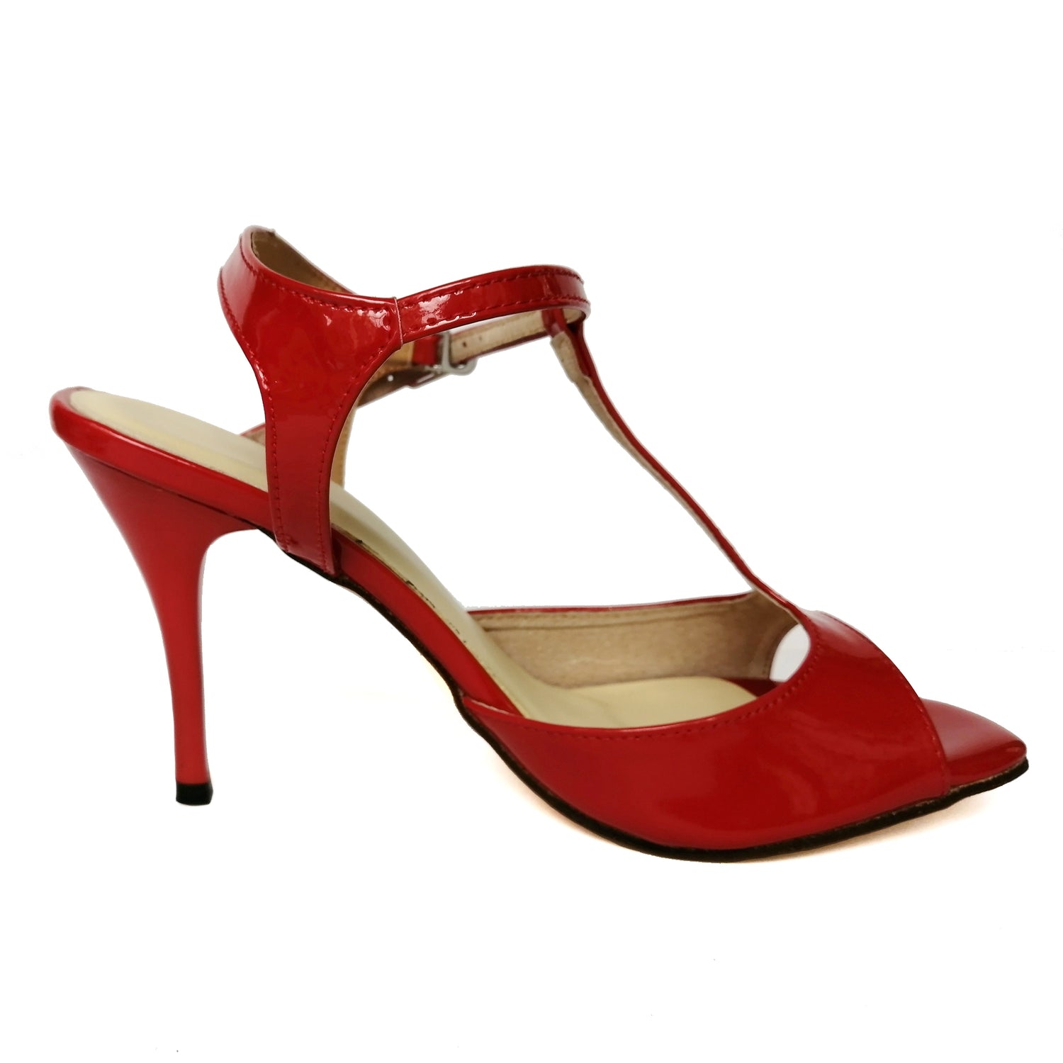 Pro Dancer red leather high heels Argentine Tango dance sandals1
