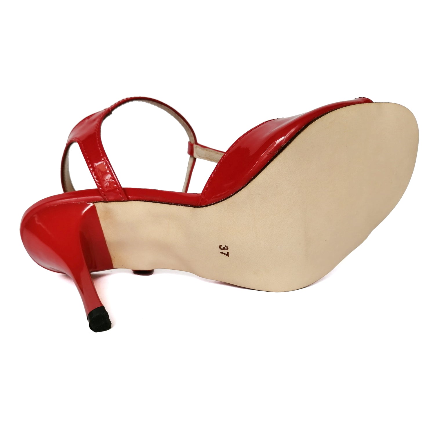 Pro Dancer red leather high heels Argentine Tango dance sandals4