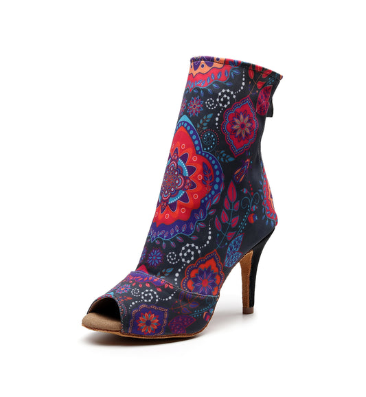 Pro Dancer Women's Ballroom Dance Bootie with Suede and Rubber Sole High Heels12