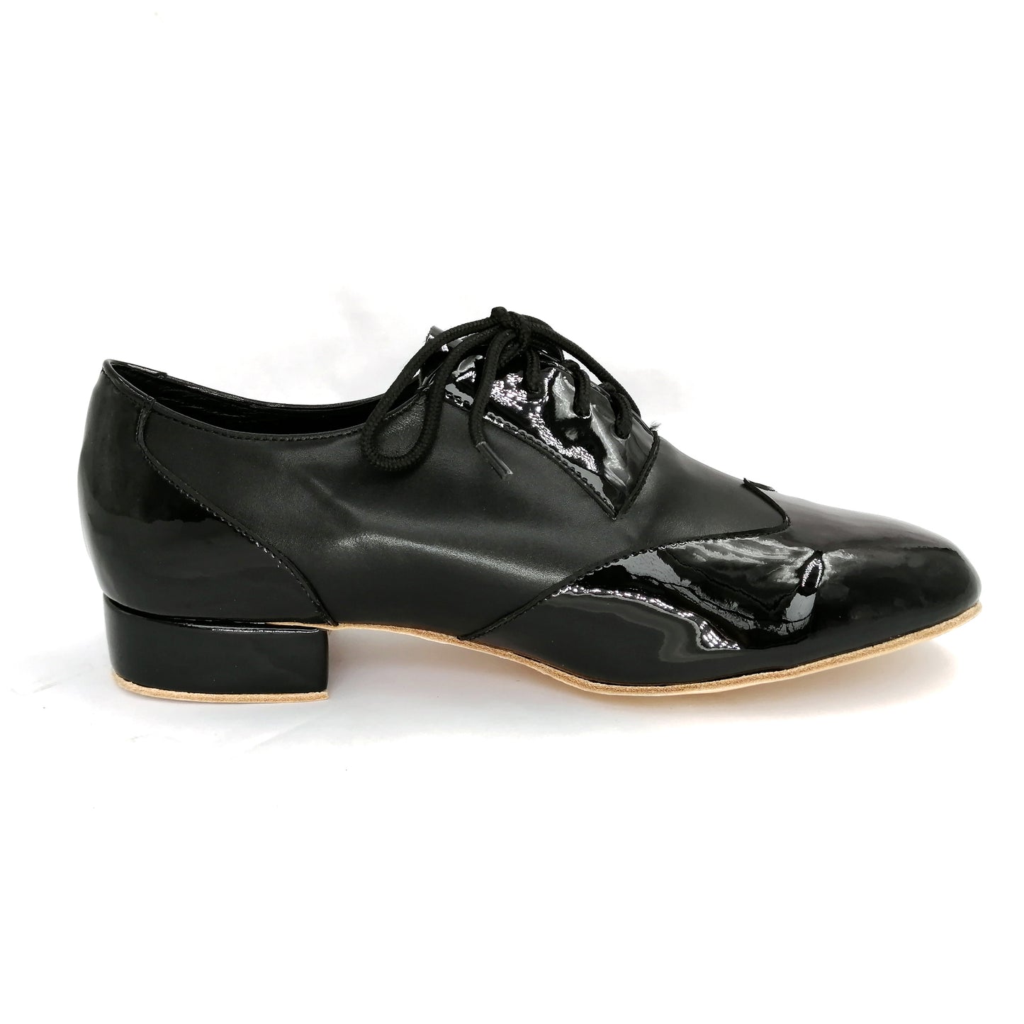 Pro Dancer Tango Shoes Mens Leather Sole 1 inch Heel Lace-up Black (PD-1005B)
