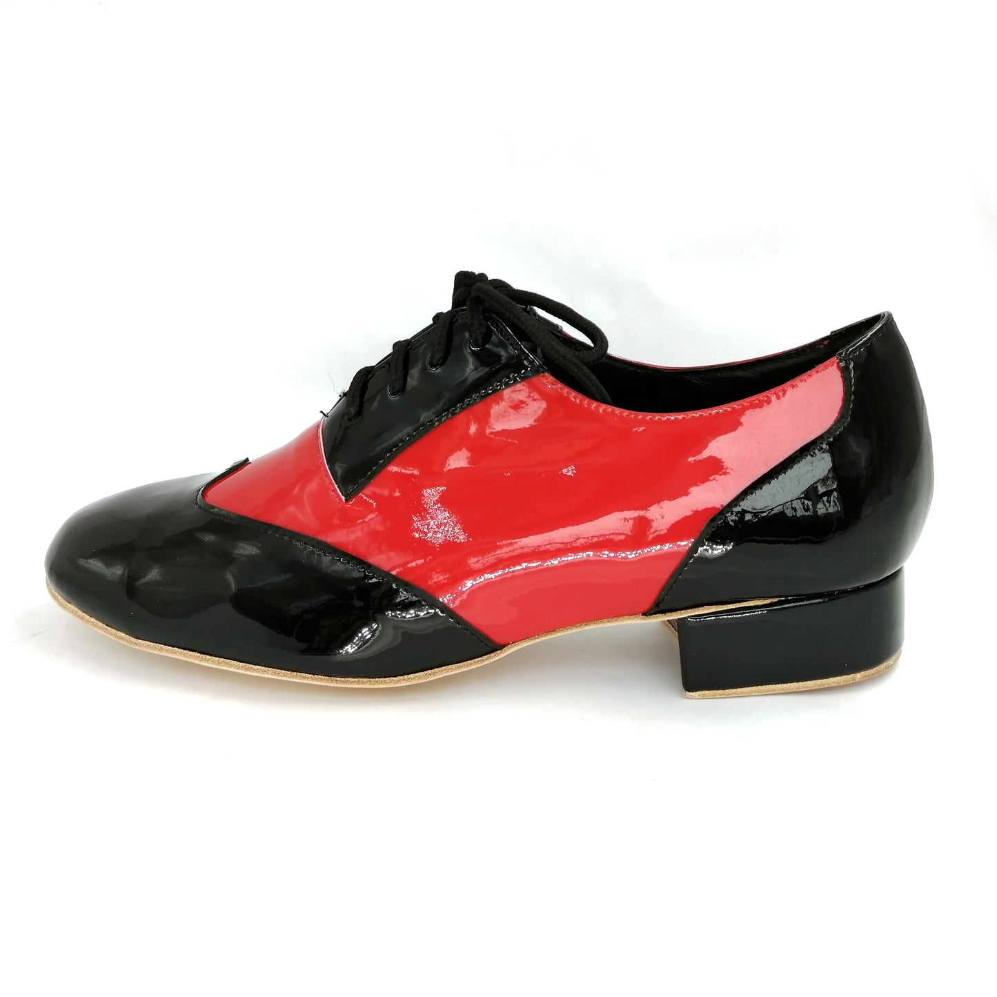 Pro Dancer Men's Tango Shoes Leather Sole 1 inch Heel Lace-up Red and Black (PD-1005A)