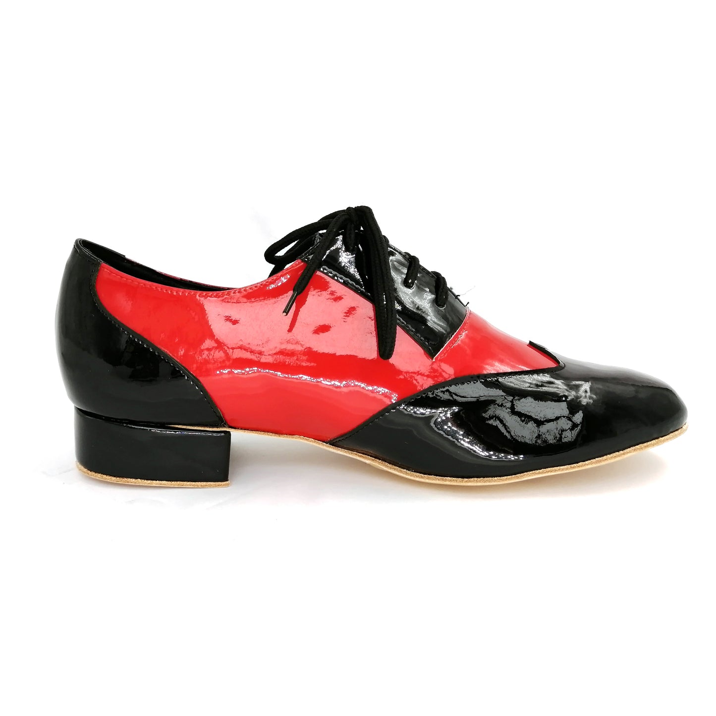 Pro Dancer Men's Tango Shoes Leather Sole 1 inch Heel Lace-up Red and Black (PD-1005A)