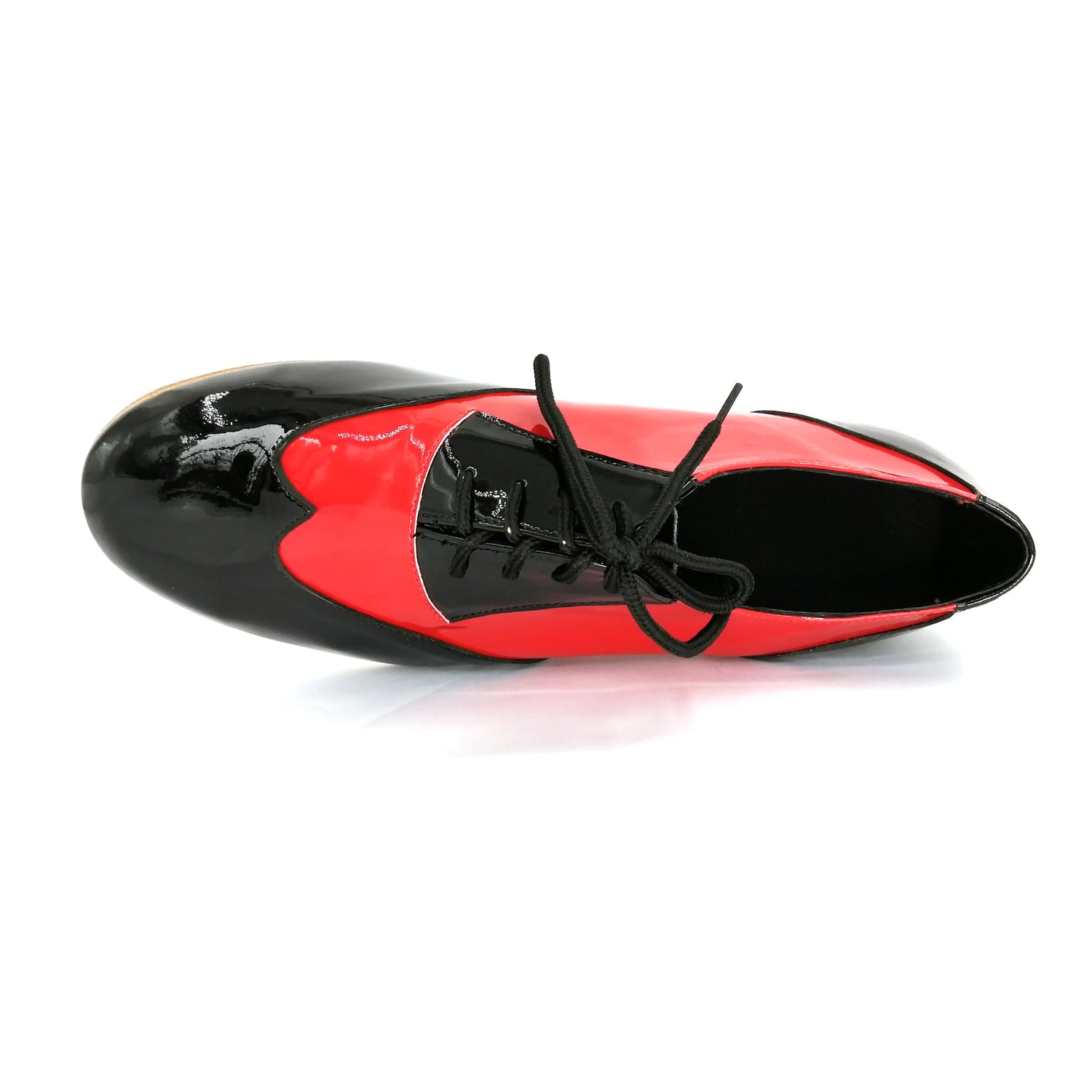 Pro Dancer Men's Tango Shoes with 1 inch Heel Leather Lace-up in Red and Black2