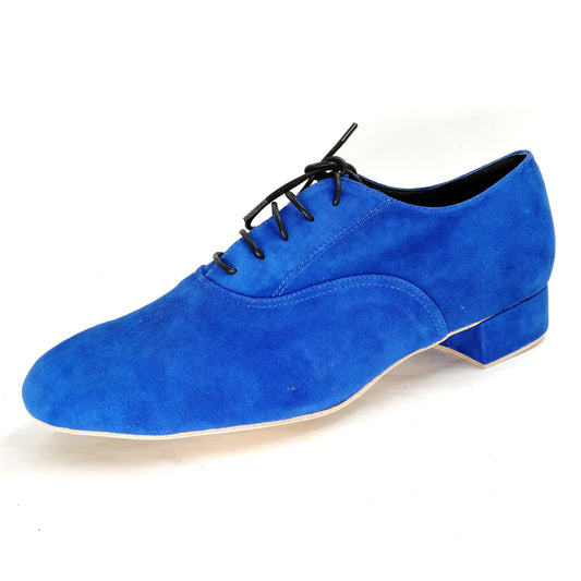 Pro Dancer Men's Argentine Tango Shoes Leather Sole 1 inch Heel Lace-up Blue (PD1002A)
