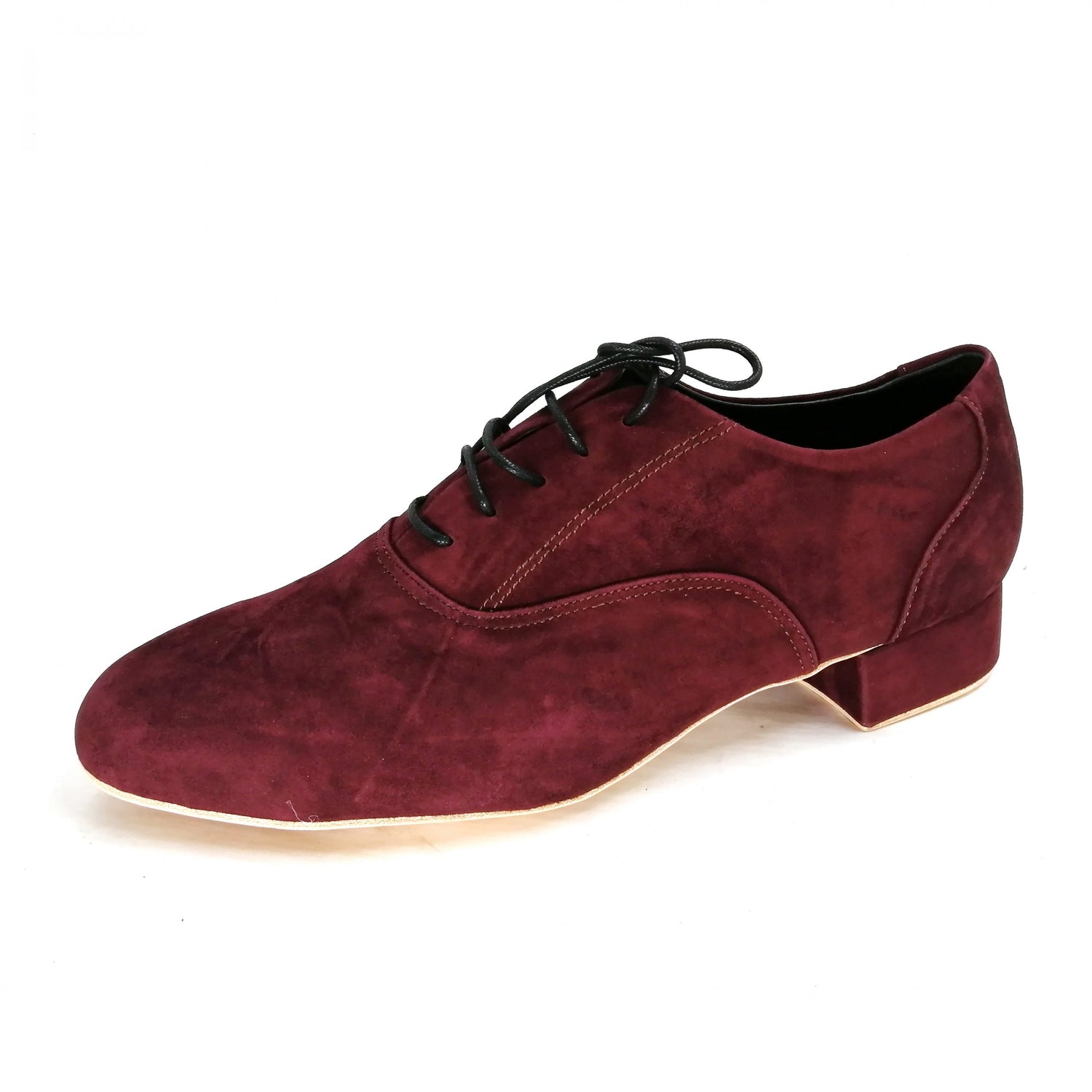Men's Pro Dancer Argentine Tango Shoes with 1 inch Leather Heel and Lace-up in Brownish Red3