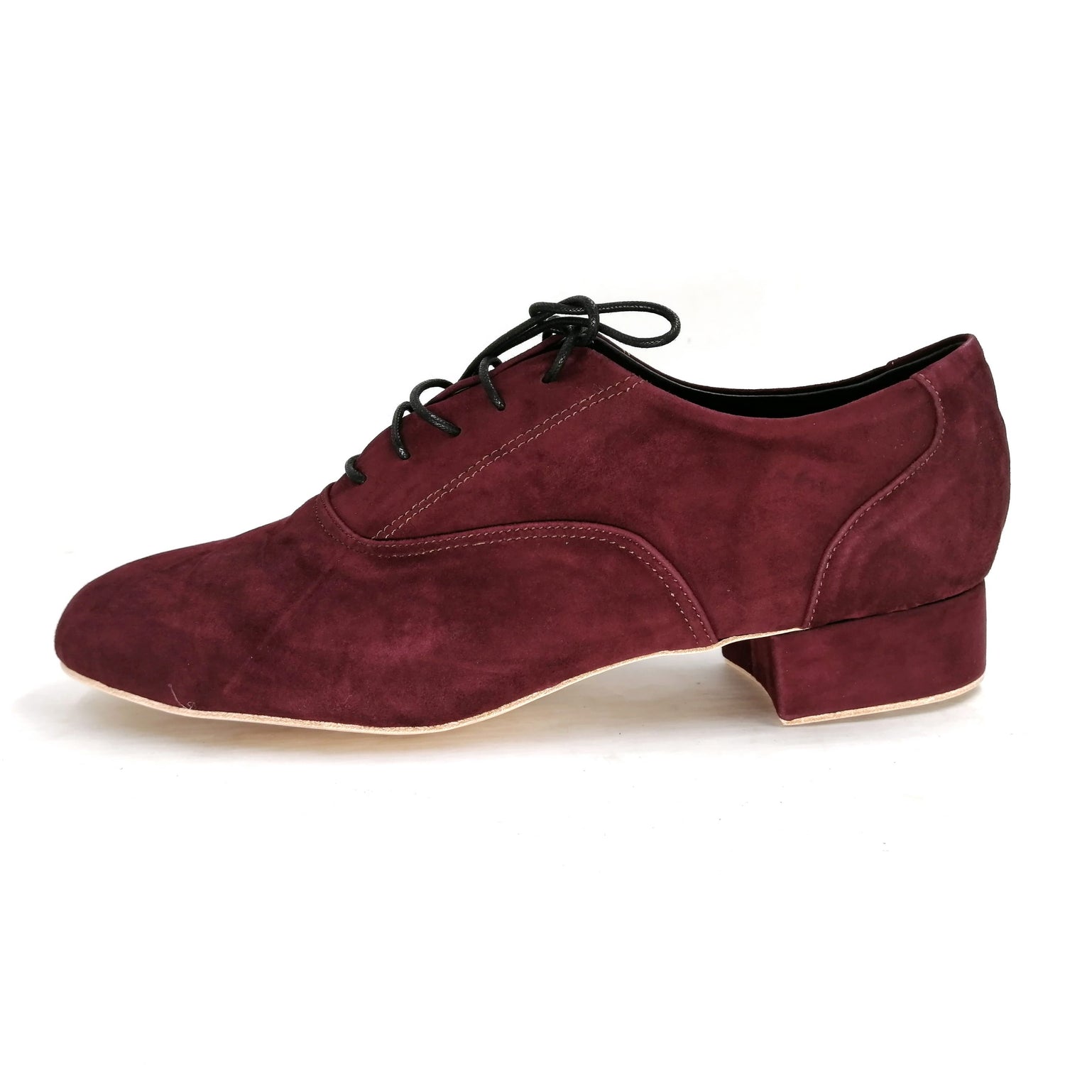 Men's Pro Dancer Argentine Tango Shoes with 1 inch Leather Heel and Lace-up in Brownish Red6
