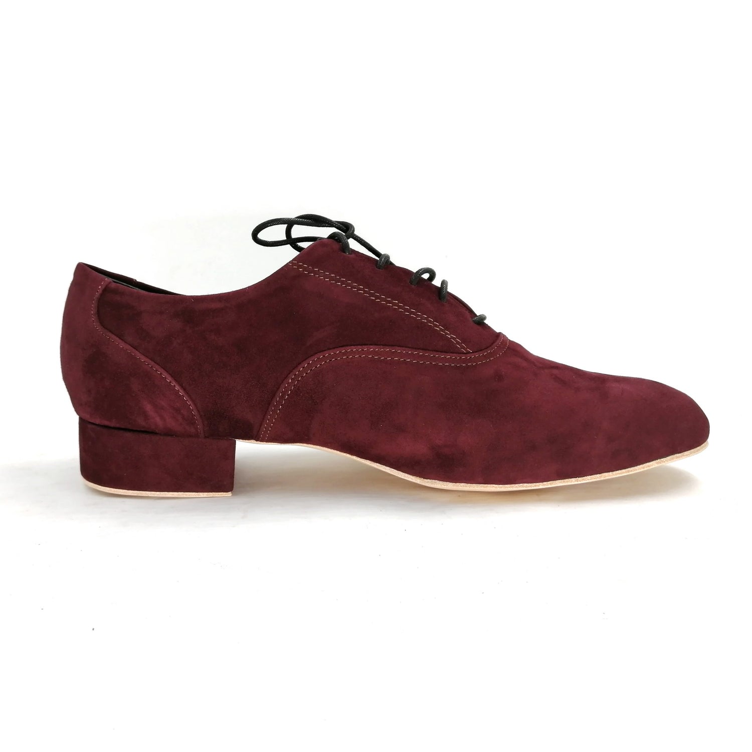 Men's Pro Dancer Argentine Tango Shoes with 1 inch Leather Heel and Lace-up in Brownish Red0