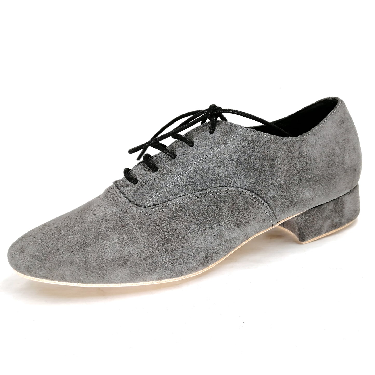Pro Dancer Argentine Tango Shoes Mens Leather Sole 1 inch Heel Lace-up Gray (PD-1002C)