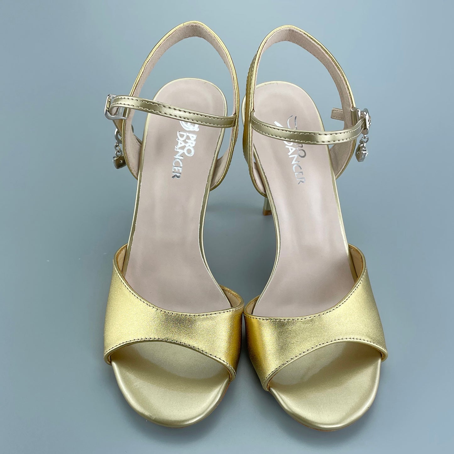 Pro Dancer Open-toe and Open-back Argentine Tango Shoes High Salsa Heels Hard Leather Sole Sandals Gold (PD-9044A)