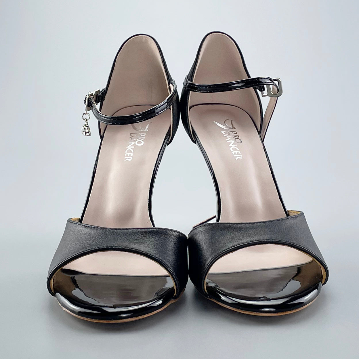 Pro Dancer Open-toe and Closed-back Argentine Tango Shoes High Salsa Heels Hard Leather Sole Black (PD-9042A)