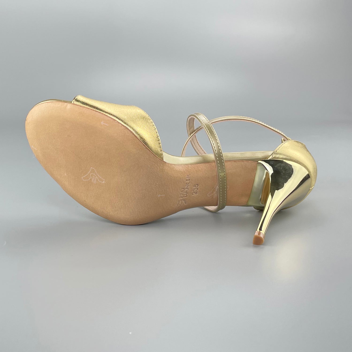 Pro Dancer Gold Tango Shoes with Leather Sole for Salsa Heels6