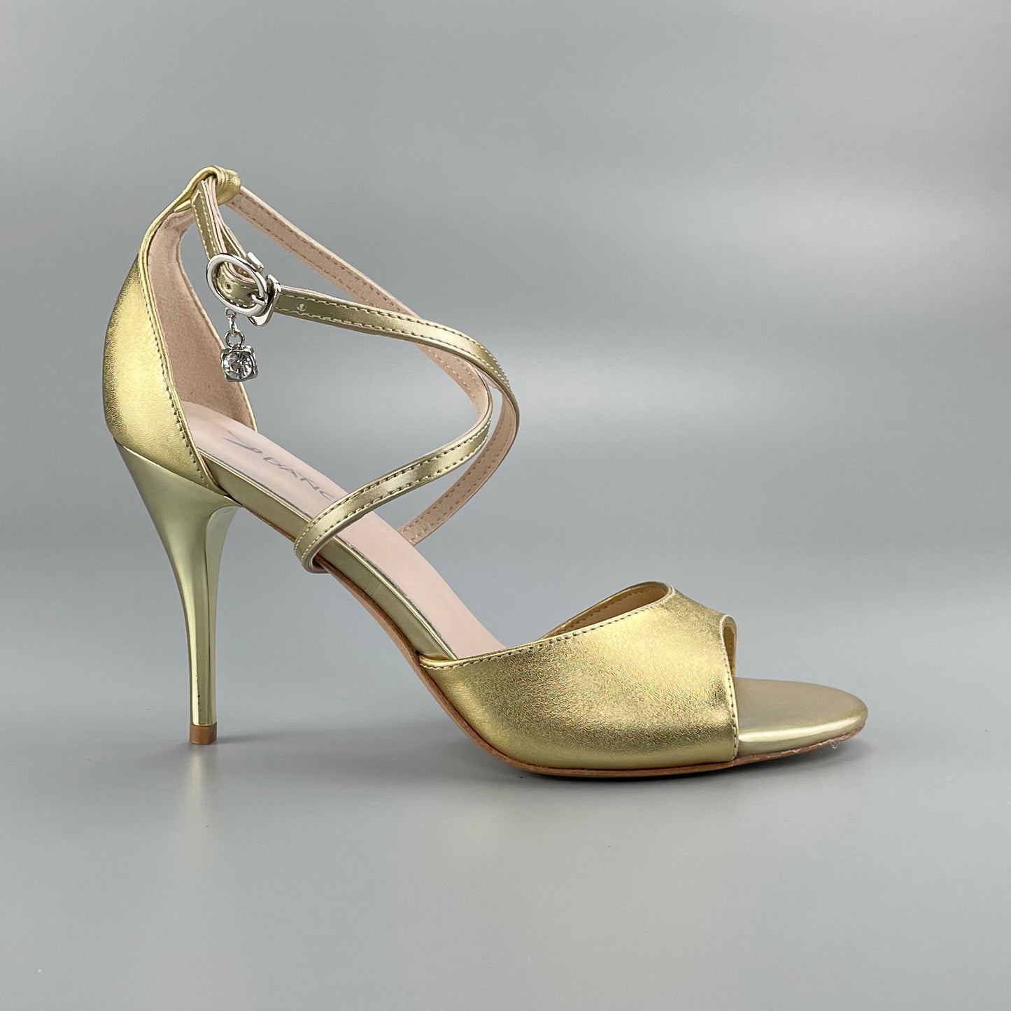 Pro Dancer Open-toe and Closed-back Argentine Tango Shoes High Salsa Heels Hard Leather Sole Sandals Gold (PD-9045A)
