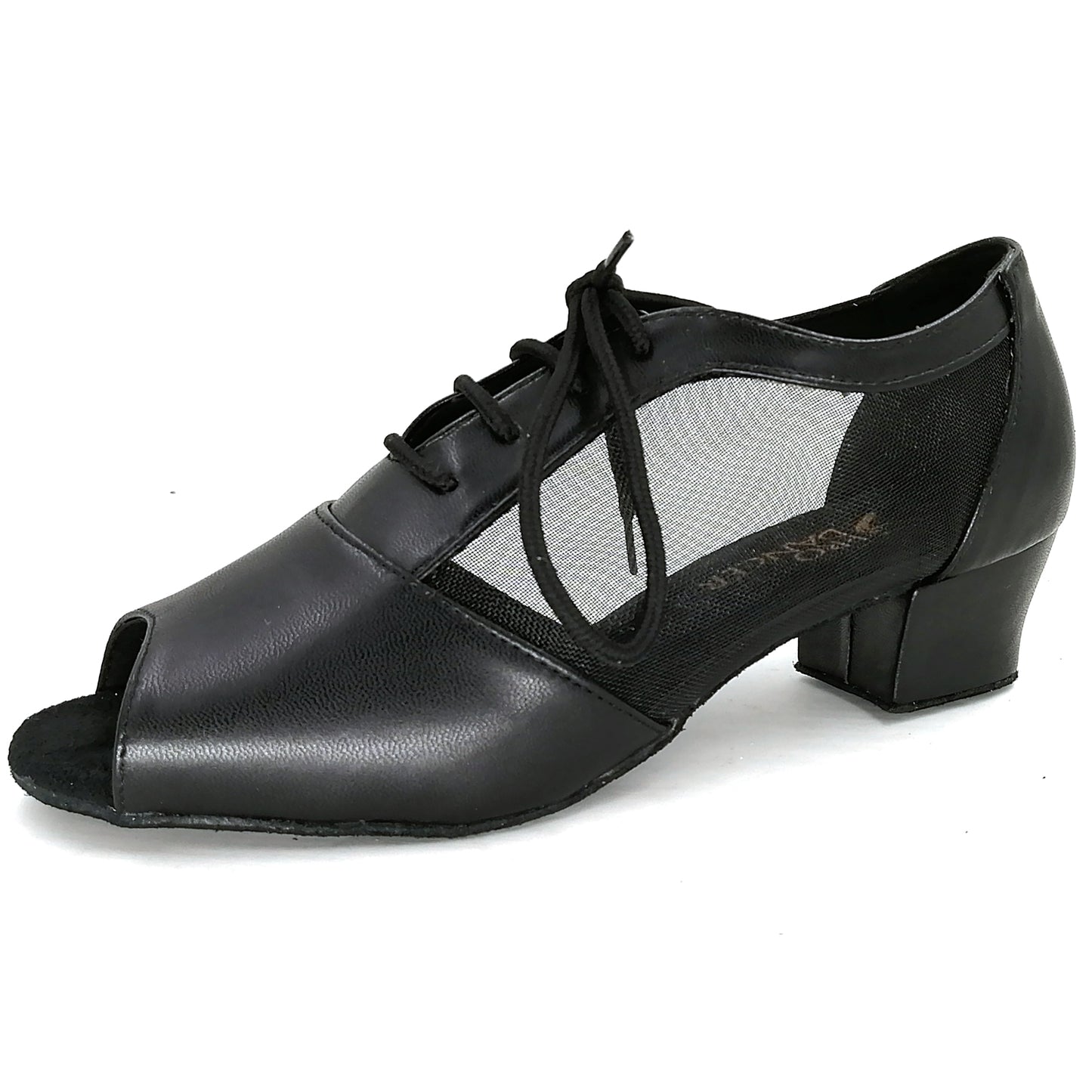 Women Ballroom Dancing Shoes Ladies Tango Latin Practice Dance Shoe Suede Sole Lace-up Peep-toe Black (PD1141D)
