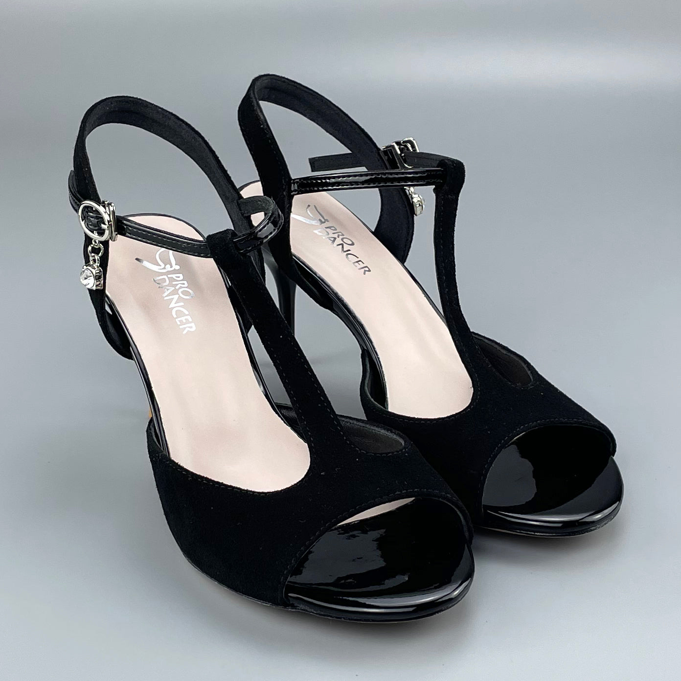 Pro Dancer open-toe and open-back Argentine Tango shoes with high salsa heels and hard leather sole sandals in black (PD-9046A)10