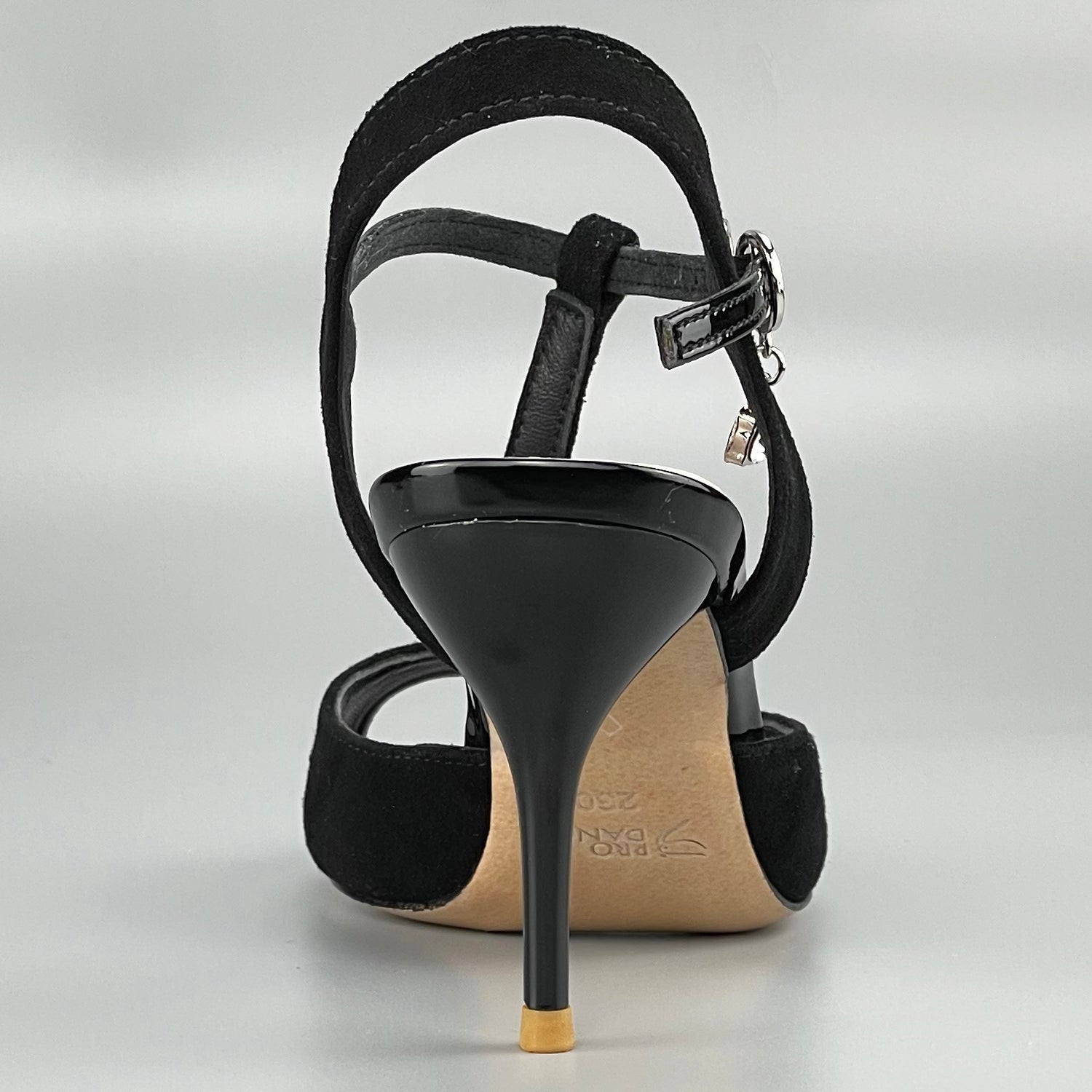 Pro Dancer open-toe and open-back Argentine Tango shoes with high salsa heels and hard leather sole sandals in black (PD-9046A)8