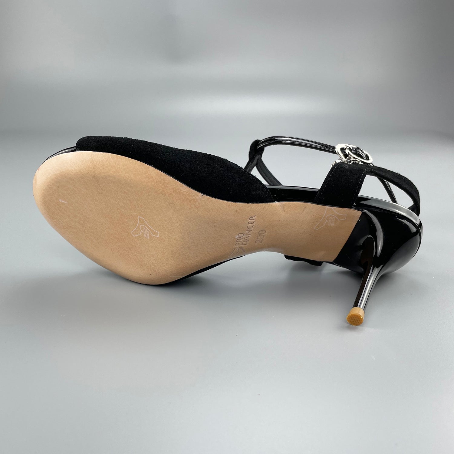 Pro Dancer open-toe and open-back Argentine Tango shoes with high salsa heels and hard leather sole sandals in black (PD-9046A)1