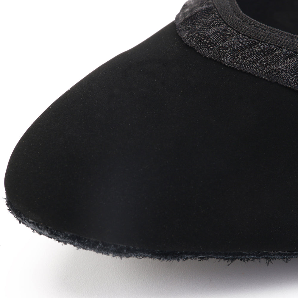Women Ballroom Dancing Shoes Ladies Tango Latin Practice Dance Shoe Suede Sole Lace-up Closed-toe Black (PD2016A)