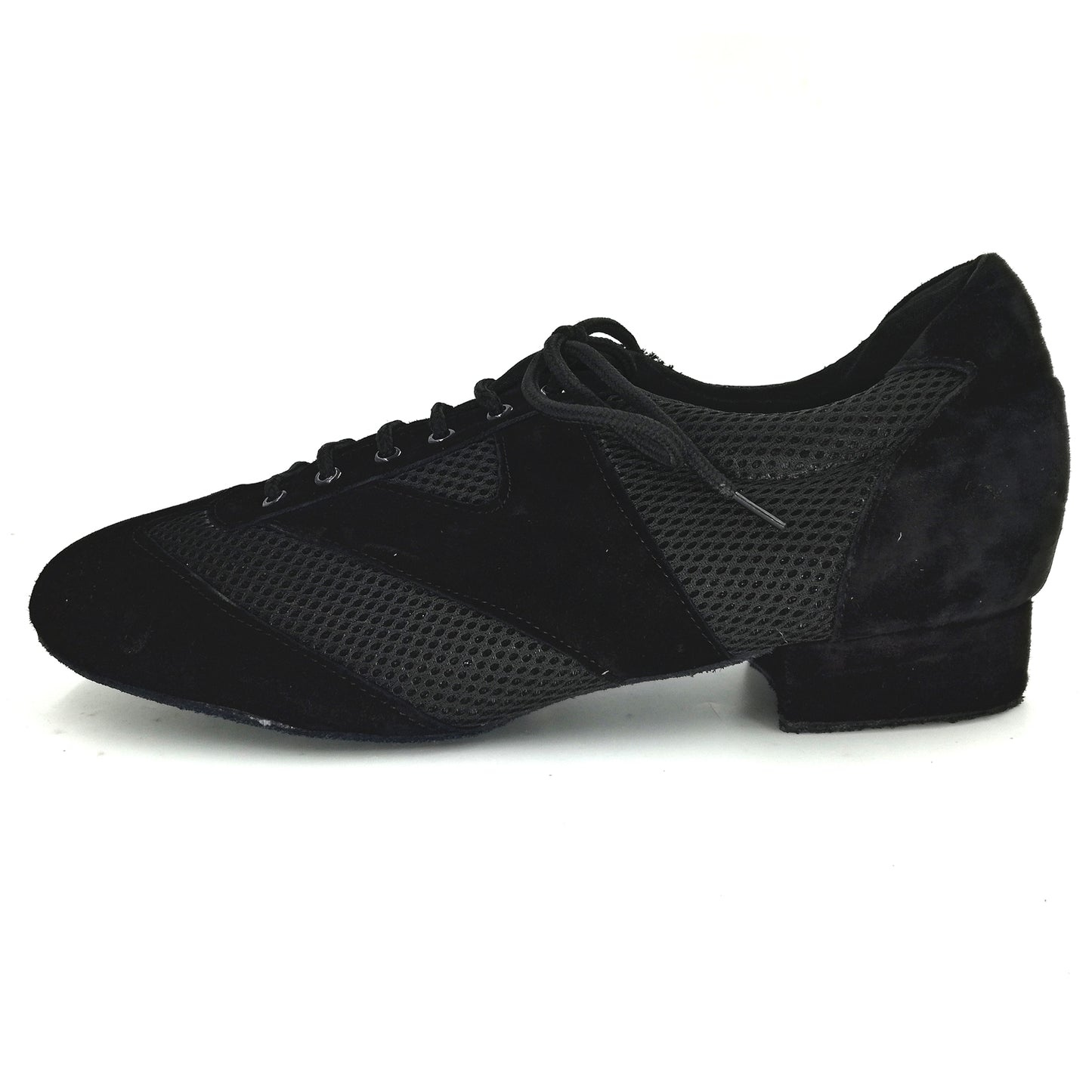 Pro Dancer Argentine Tango Practice Shoes Men Leather Sole 1 inch Heel Lace-up Black and Gray (PD-4003A)