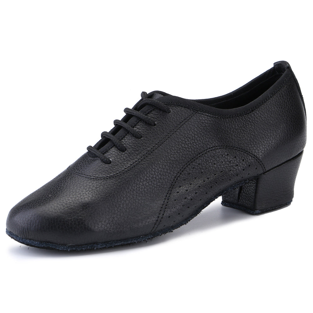 Women Ballroom Dancing Shoes Ladies Tango Latin Practice Dance Shoe Suede Sole Lace-up Closed-toe Black (PD5005A)