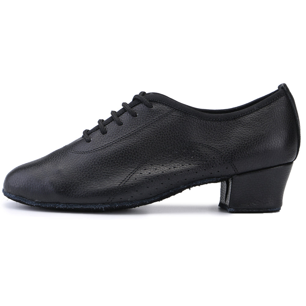 Women black lace-up closed-toe ballroom dancing shoes with suede sole for tango and latin practice5