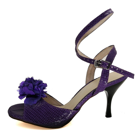 Pro Dancer Women's High Heel Argentine Tango Shoes Purple Leather Sole Dance Sandals (PD9011C)2