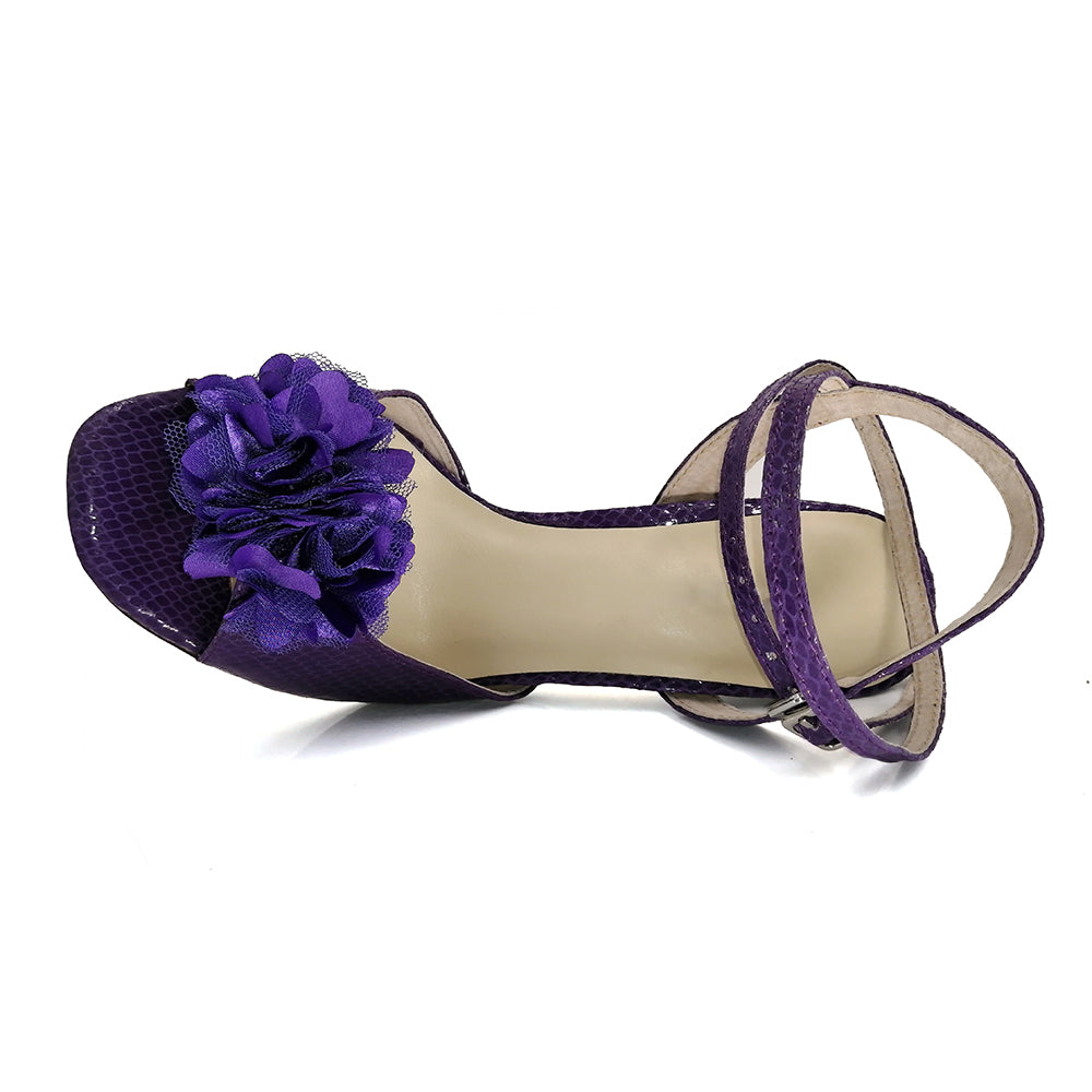 Pro Dancer Women's High Heel Argentine Tango Shoes Purple Leather Sole Dance Sandals (PD9011C)5
