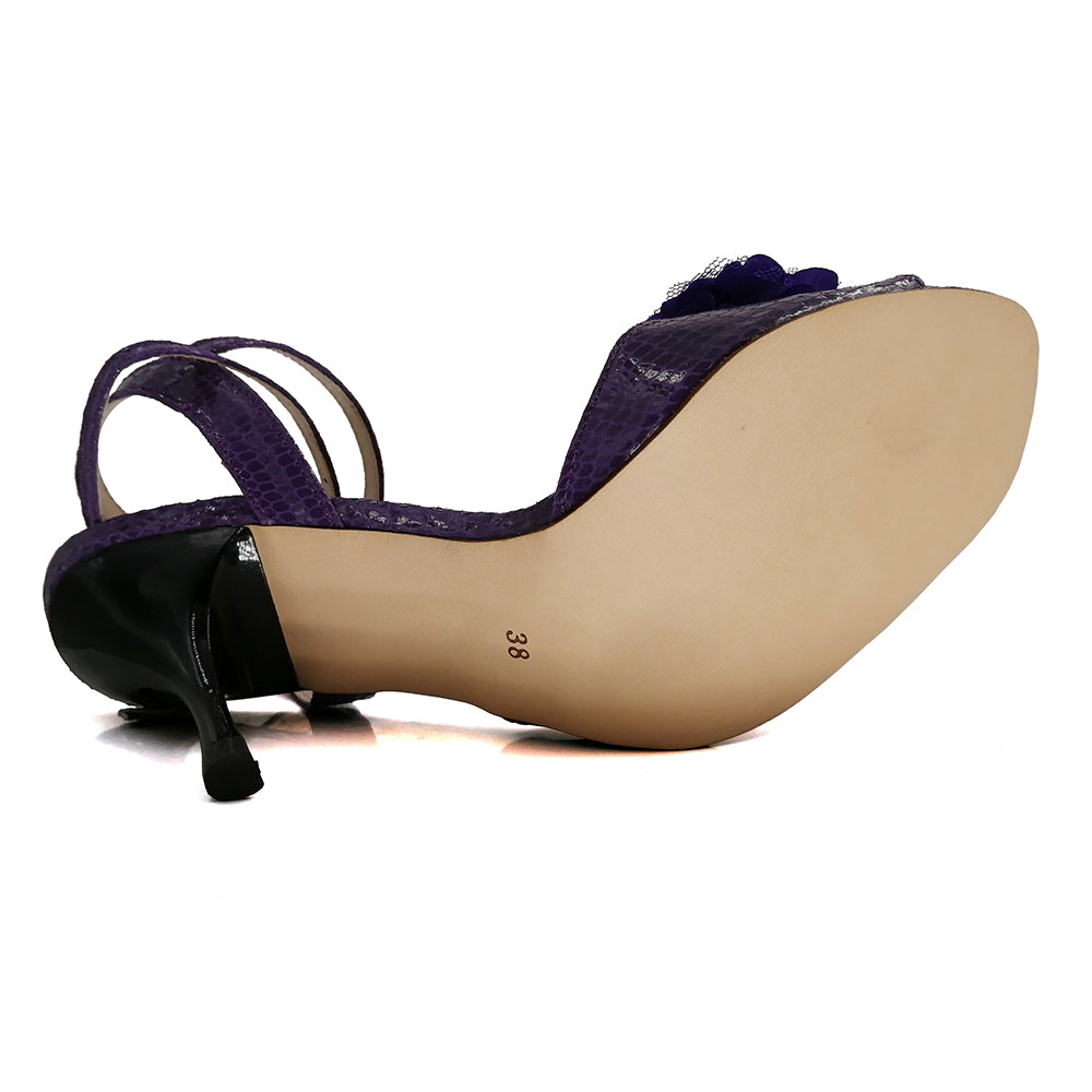Pro Dancer Women's Argentine Tango Shoes High Heel Dance Sandals Leather Sole Purple (PD9011C)