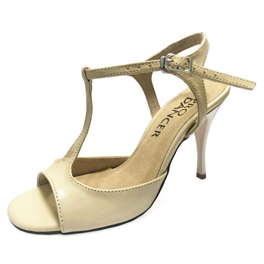 Pro Dancer Argentine Tango high heels in nude leather for dance sandals