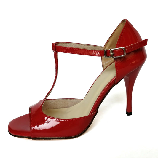 Pro Dancer Women's Red Leather High Heel Tango Dance Shoes PD9023A0