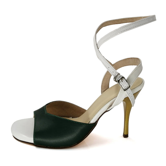 Pro Dancer Women's Argentine Tango Shoes High Heel Dance Sandals Leather Sole Dark Green PD9026A