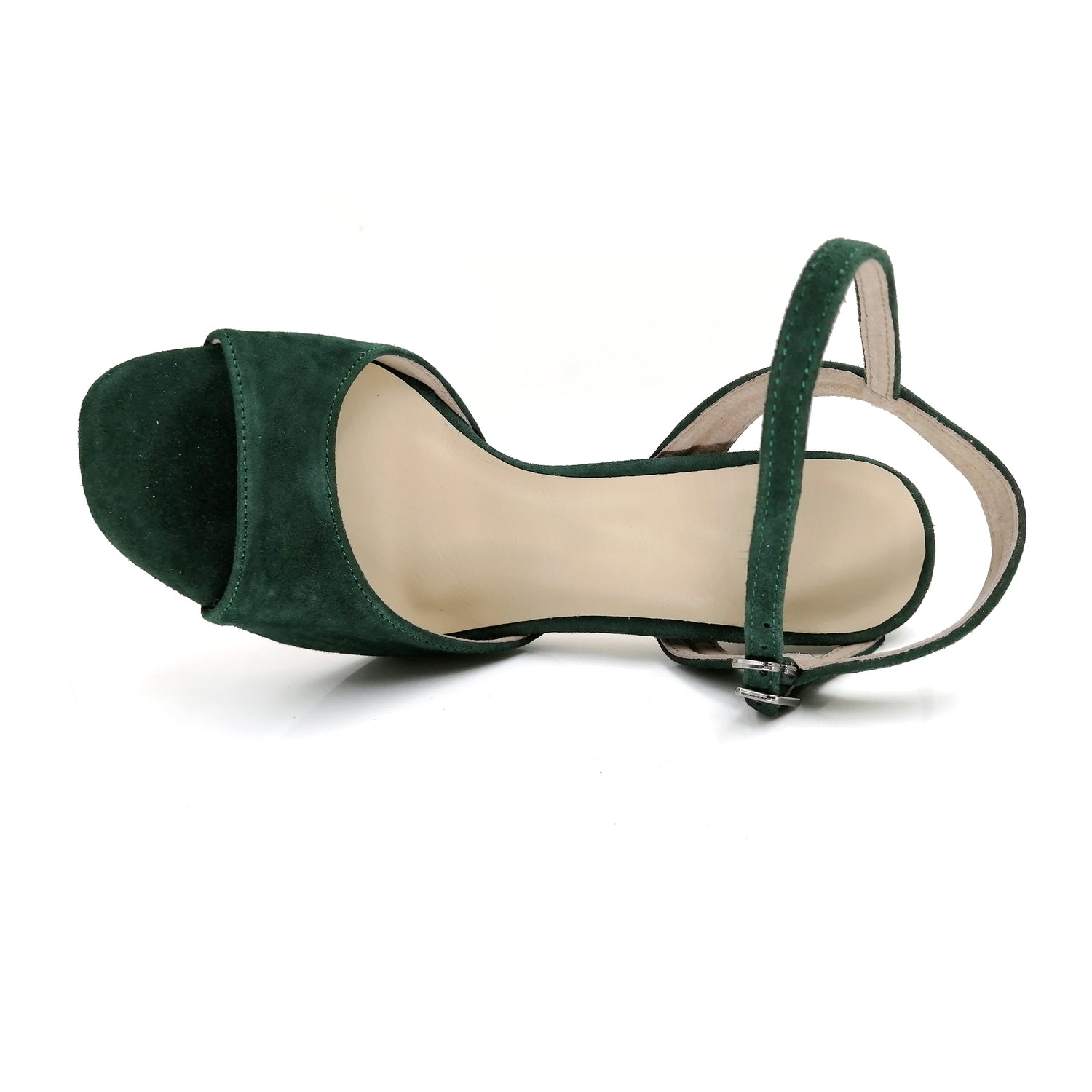 Elegant Pro Dancer Ladies Tango Shoes with High Heel and Leather Sole in Dark Green1