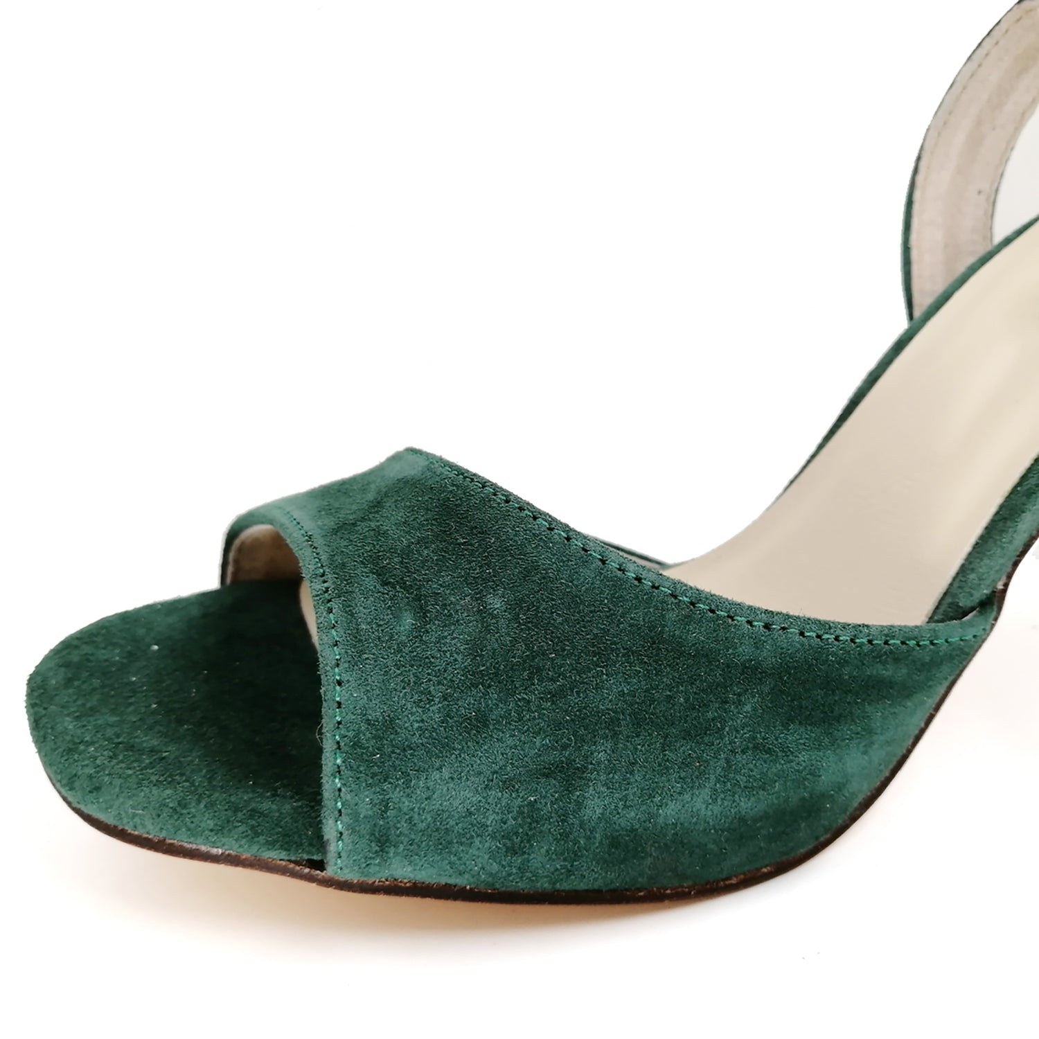 Elegant Pro Dancer Ladies Tango Shoes with High Heel and Leather Sole in Dark Green3