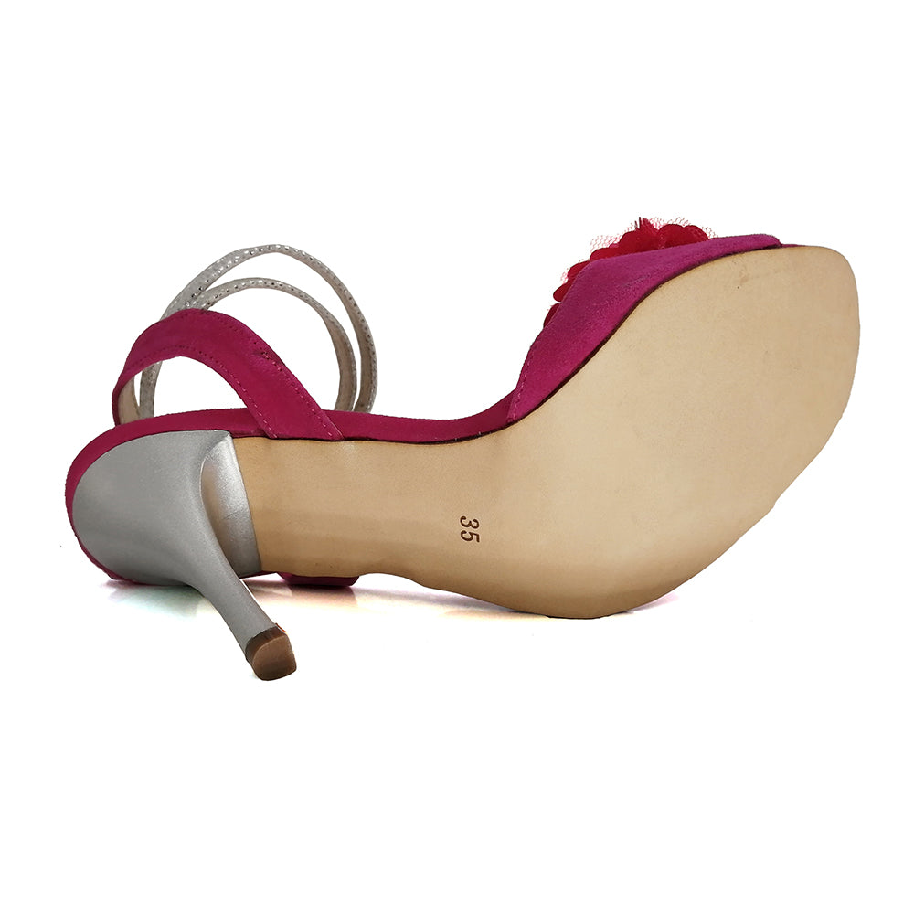 Pro Dancer Women's Argentine Tango Shoes High Heel Dance Sandals Leather Sole Pink (PD9011B)