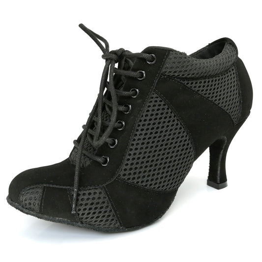 Pro Dancer Women's Argentine Tango Shoes High Heel Dance Sandals with Suede Sole in Black and Gray4