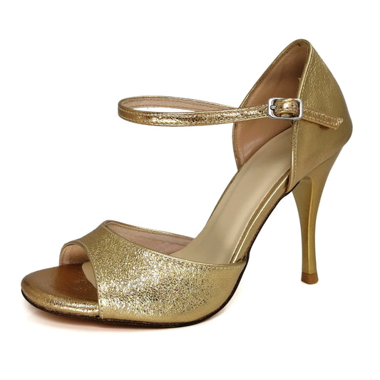 Pro Dancer Women's Gold Tango Shoes with High Heels and Leather Sole for Argentine Tango Dancing (PD9035A)2