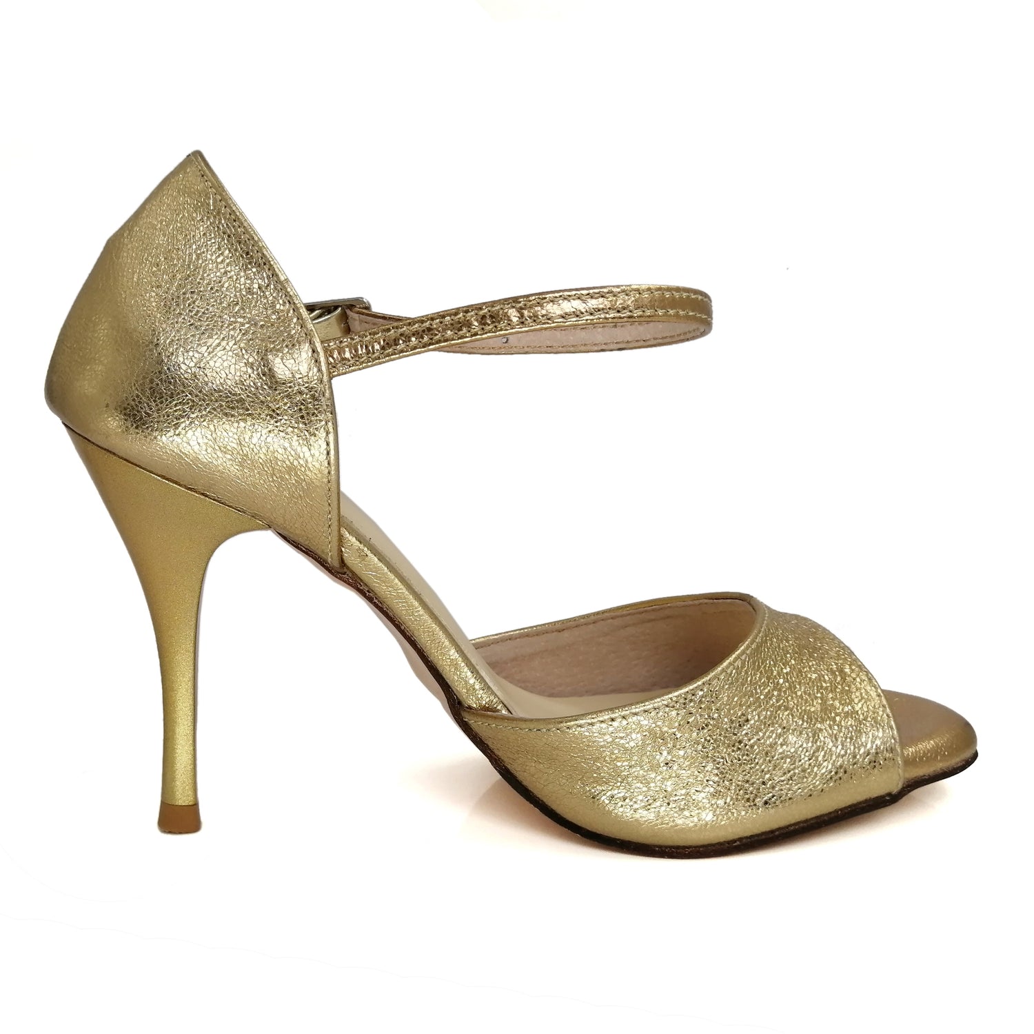 Pro Dancer Women's Gold Tango Shoes with High Heels and Leather Sole for Argentine Tango Dancing (PD9035A)0