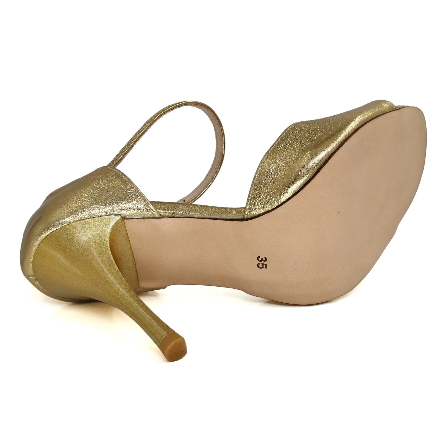 Pro Dancer Women's Argentine Tango Shoes High Heel Dance Sandals Leather Sole Gold (PD9035A)