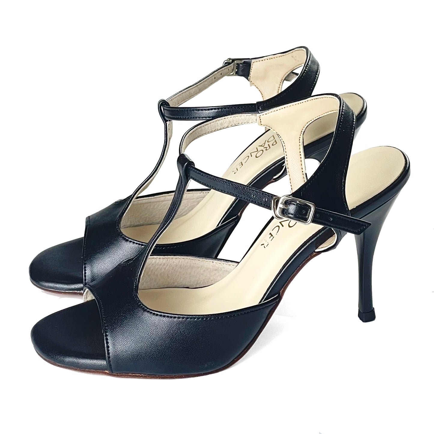 Pro Dancer Women's Tango Shoes Argentina High Heel Dance Sandals Leather Sole Black (PD-9012D)