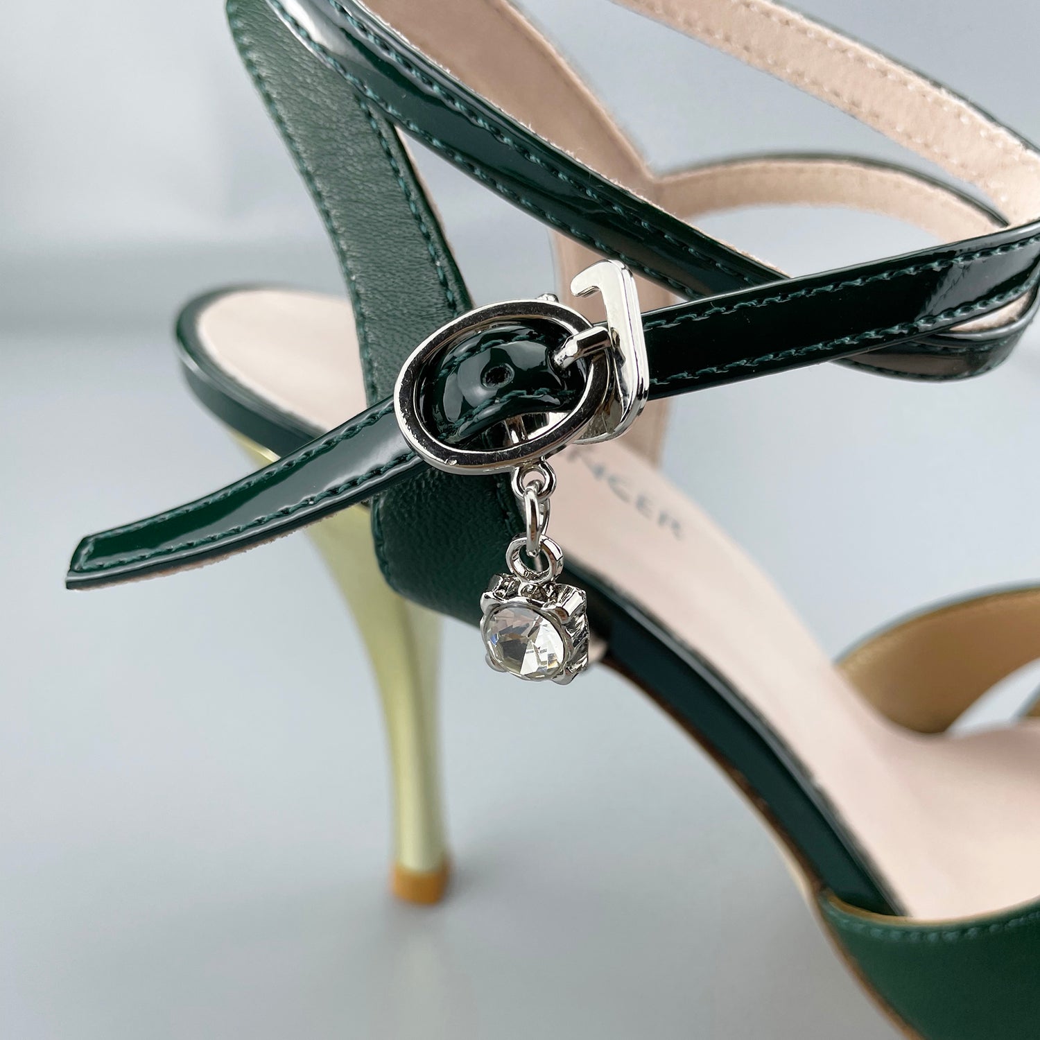 Pro Dancer Peep-toe Argentine Tango Shoes with Closed-back High Heels and Hard Leather Sole in Green7
