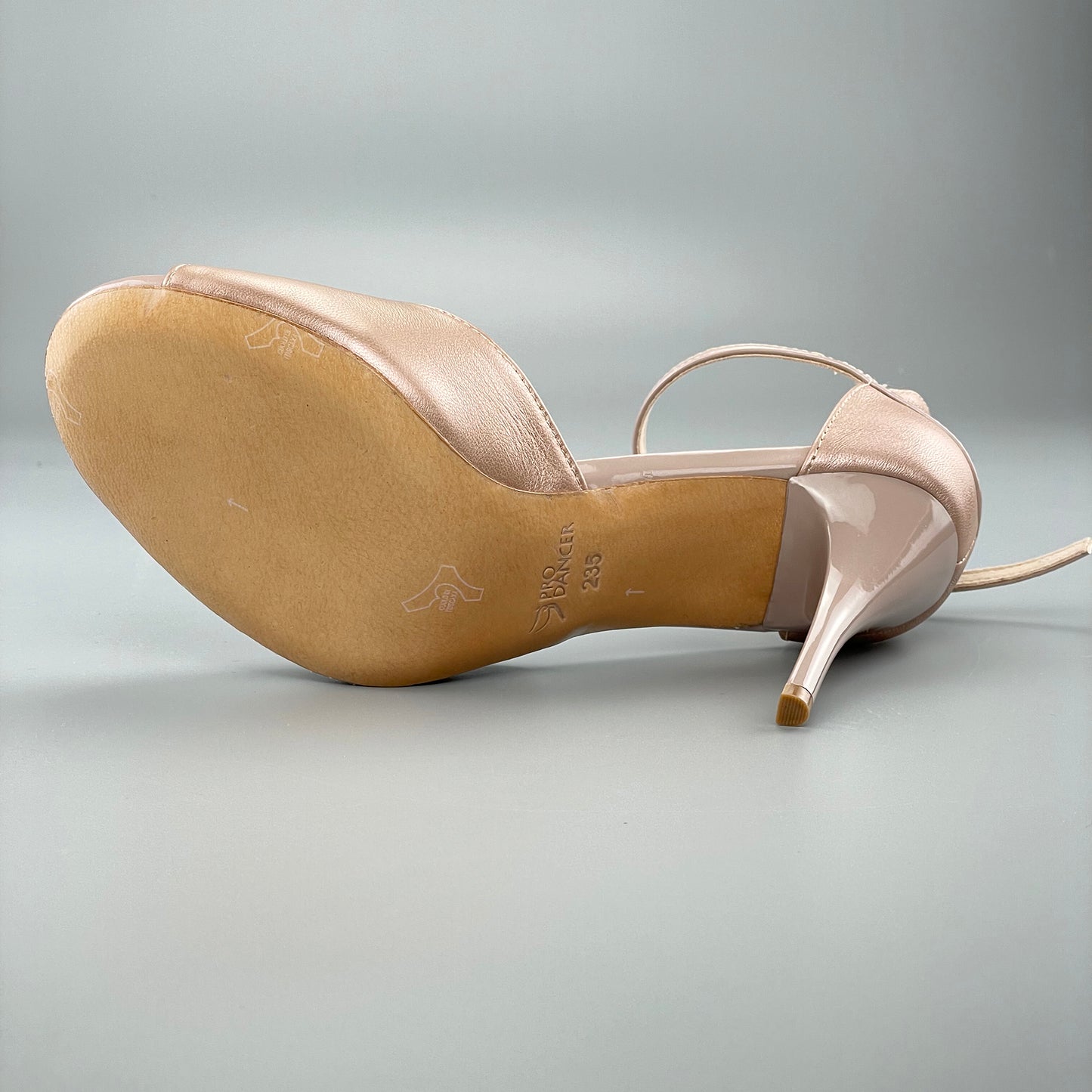Pro Dancer Open-toe and Closed-back Argentine Tango Shoes High Salsa Heels Hard Leather Sole Sandals Nude (PD-9043D)
