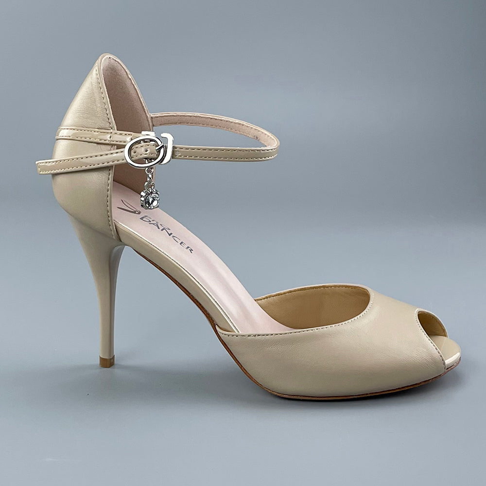 Pro Dancer Peep-toe Tango Shoes with Closed-back High Heels and Hard Leather Sole in Nude for Argentine Tango (PD-9040A)8
