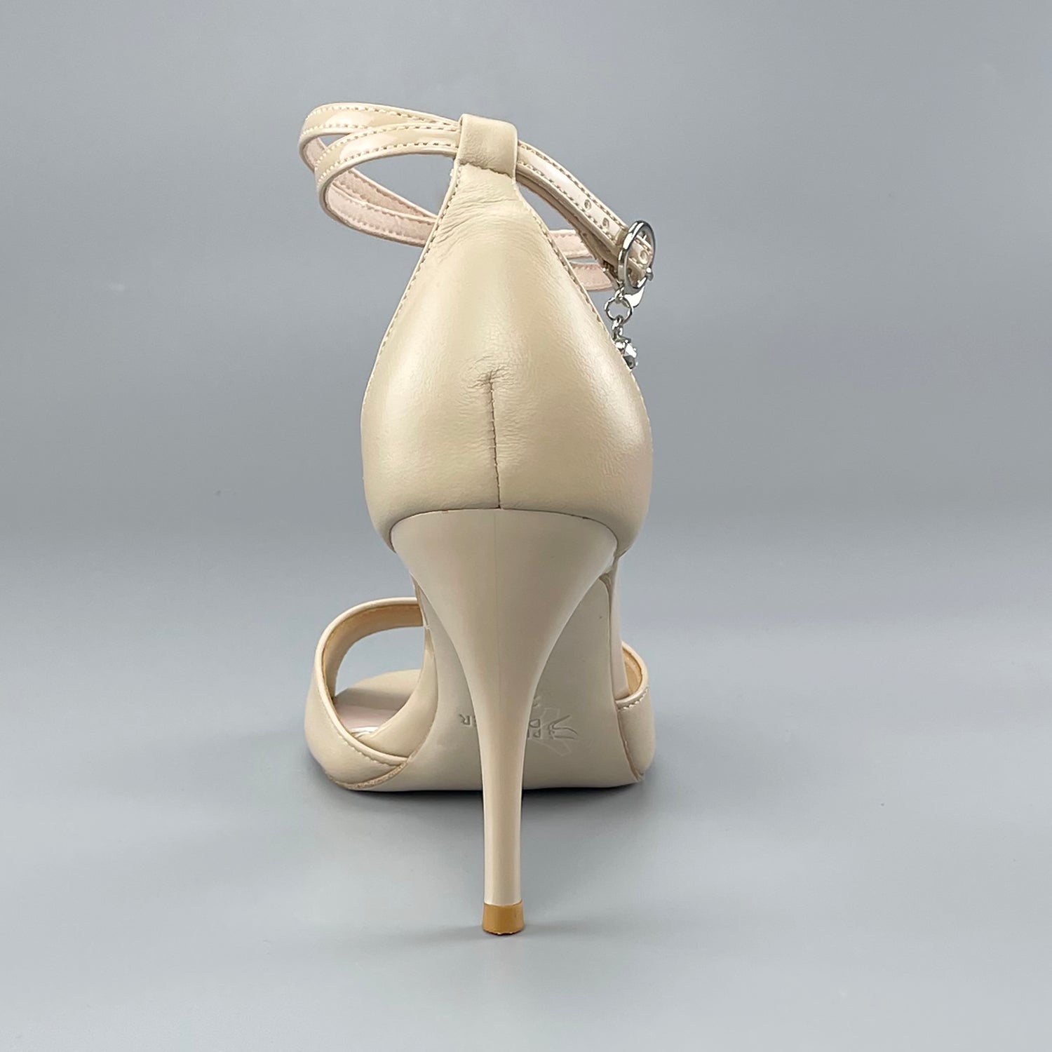 Pro Dancer Peep-toe Tango Shoes with Closed-back High Heels and Hard Leather Sole in Nude color for Argentine Tango (PD-9047A)4