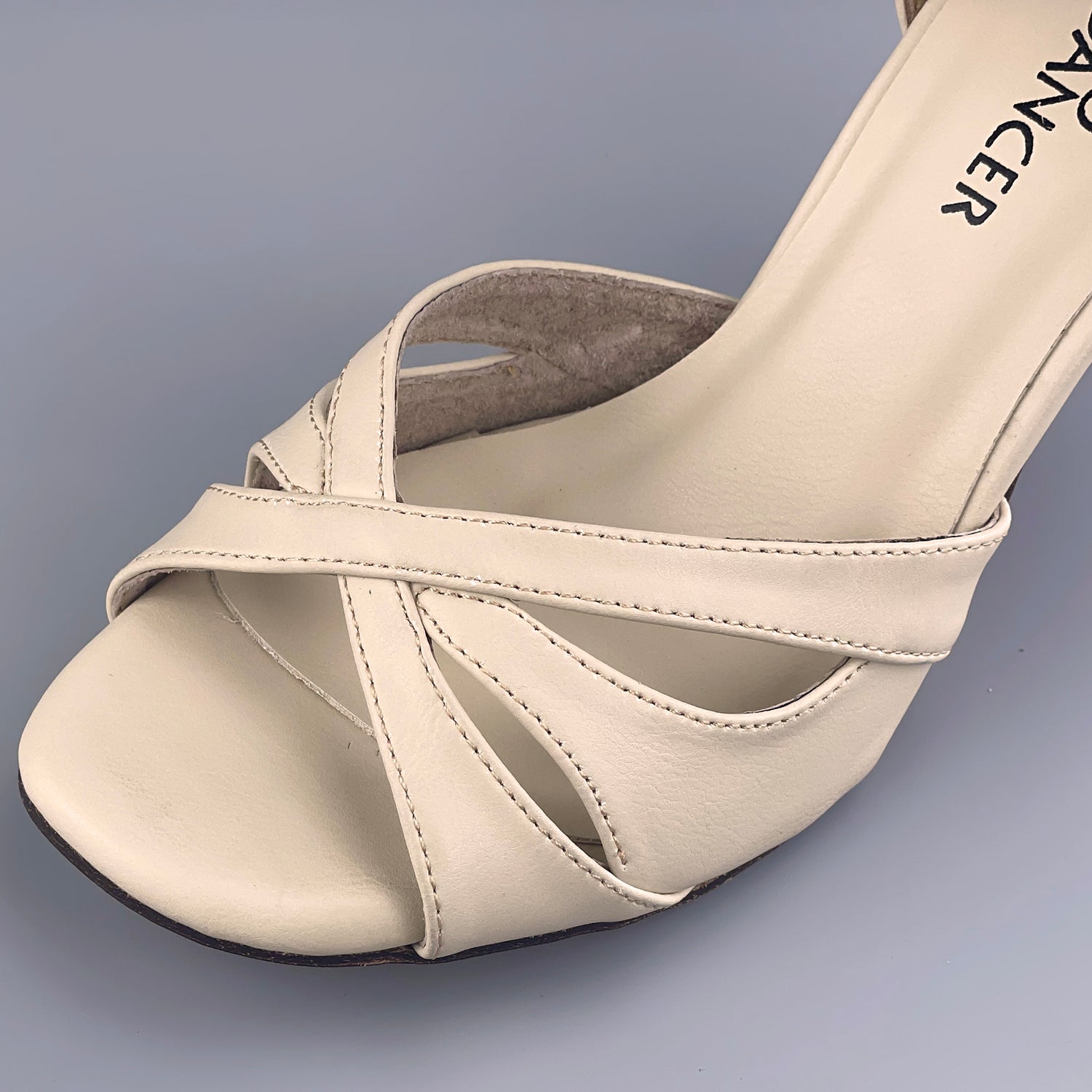 Pro Dancer Tango Argentino Shoes high heel dance sandals with leather sole in beige color (PD-9061A)7
