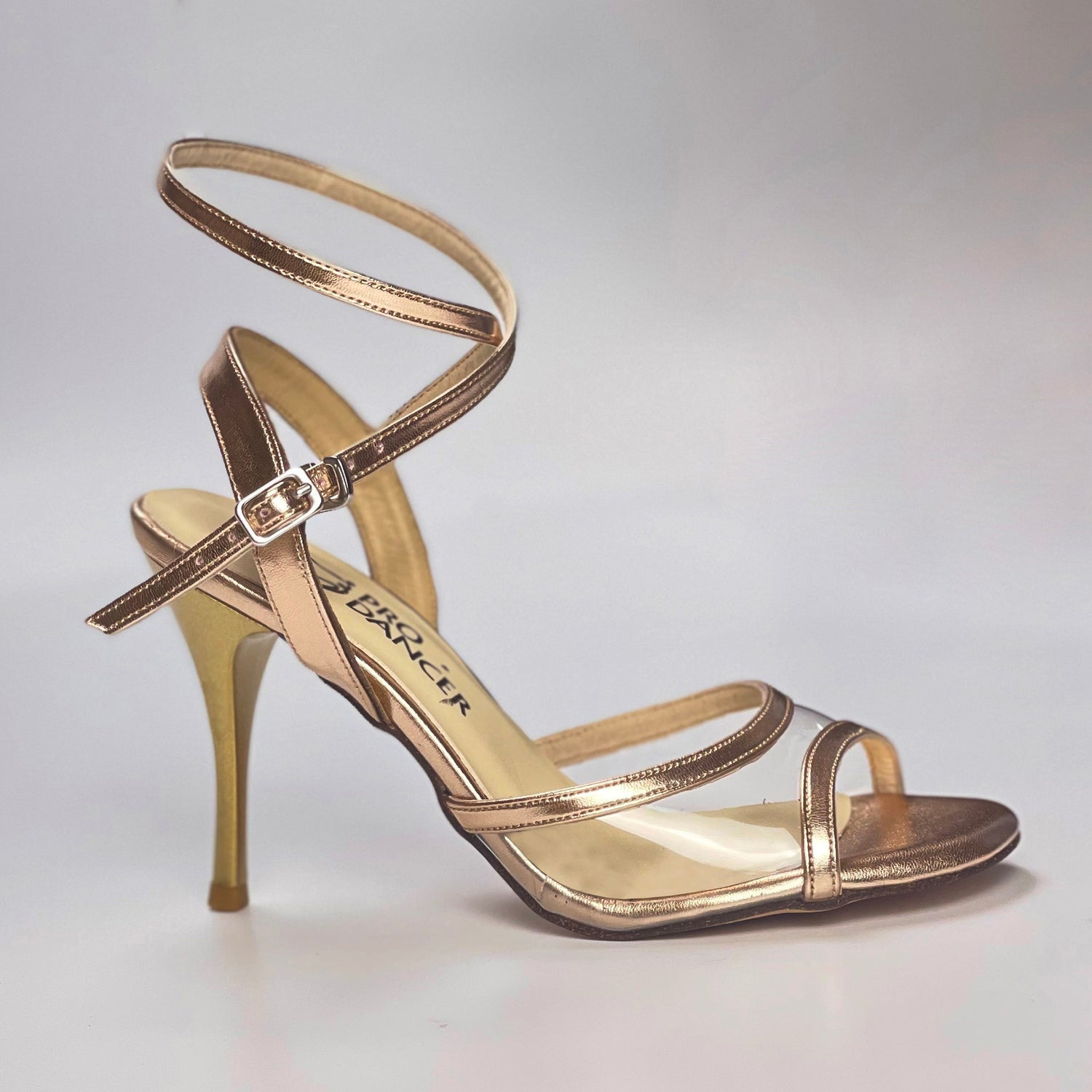 Rose Gold Leather Tango Argentino Dance Shoes High Heel PD-9062A