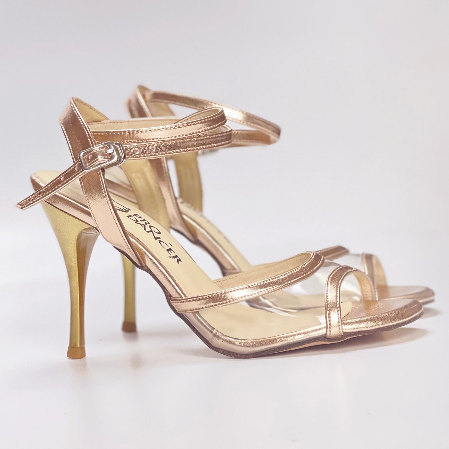Pro Dancer Tango Argentino high heel dance sandals with leather sole in rose gold (PD-9062A)2