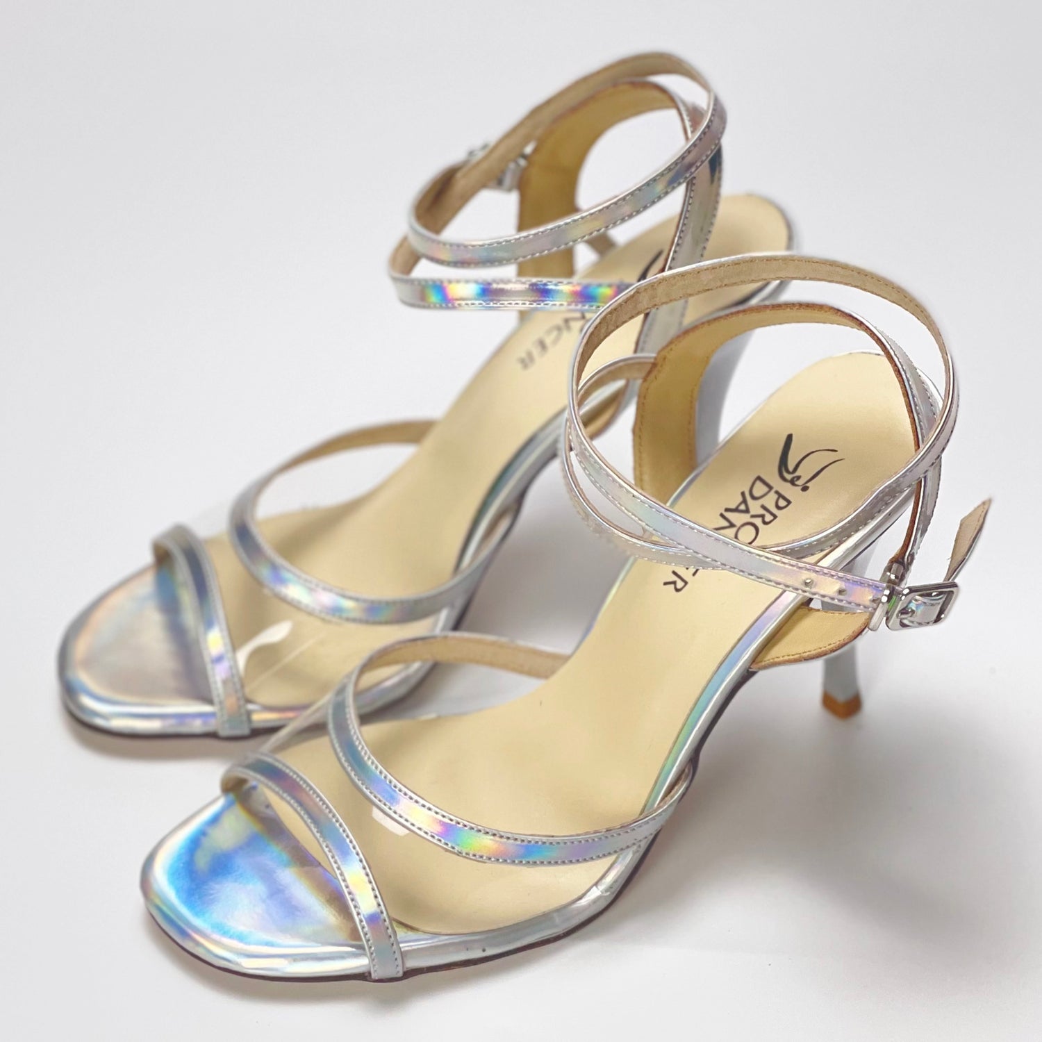 Pro Dancer Tango Argentino high heel dance sandals with leather sole in silver (PD-9062B)1