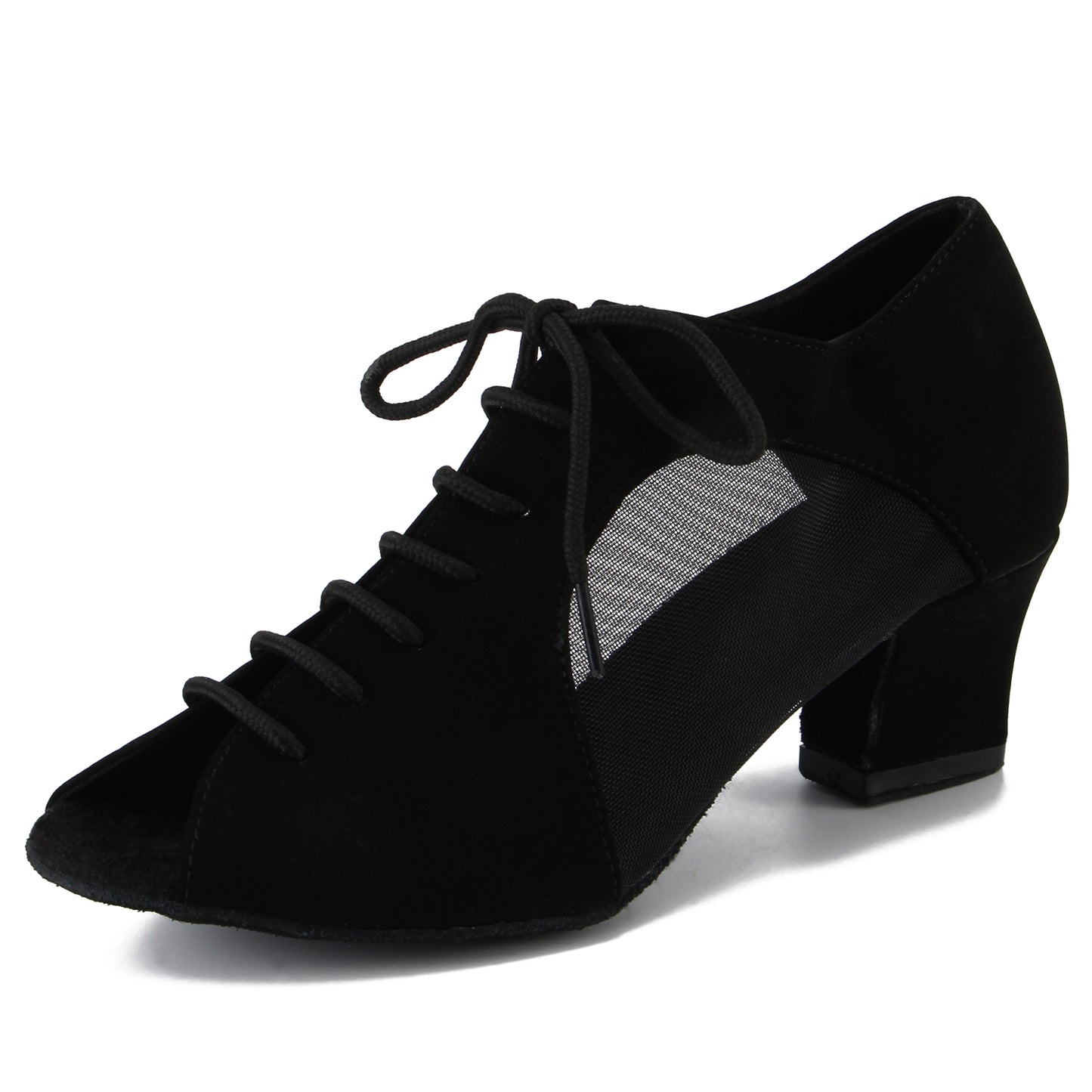 Women Ballroom Dancing Shoes Ladies Tango Latin Practice Dance Shoe Suede Sole Lace-up Open-toe Black (PD-3003A)