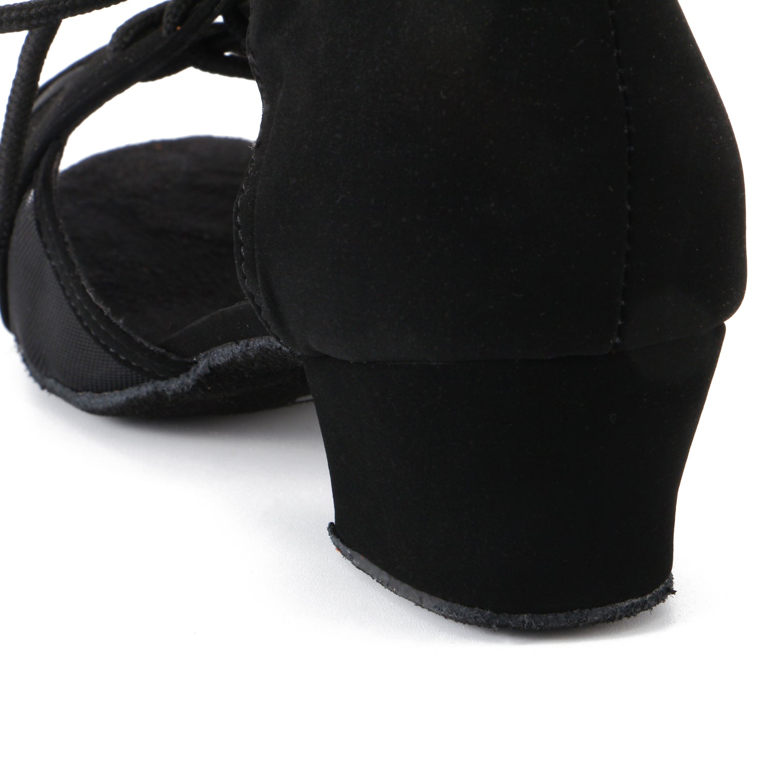 Women Ballroom Dancing Shoes with Suede Sole, Lace-up Open-toe Design in Black for Tango Latin Practice - PD-3002A4