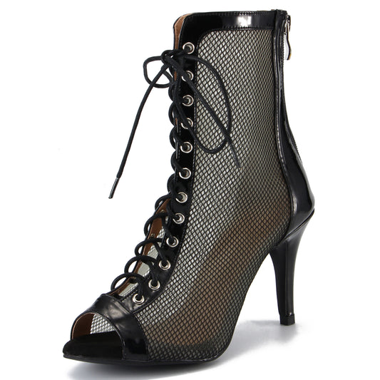 Pro Dancer Women's High Heel Ballroom Bootie with Suede and Rubber Sole2