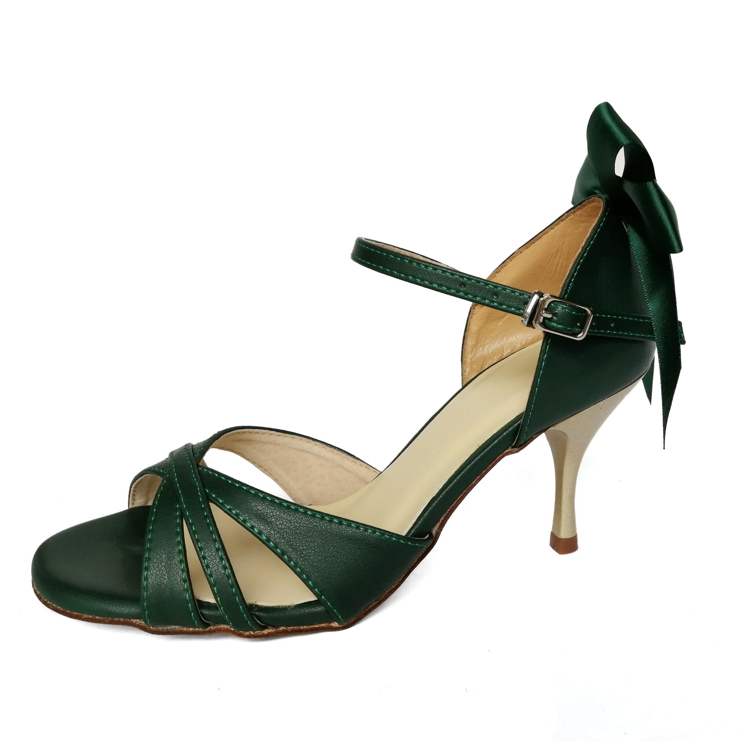 Pro Dancer Women's Argentine Tango Shoes High Heel Dance Sandals Leather Sole Dark Green (PD9016A)